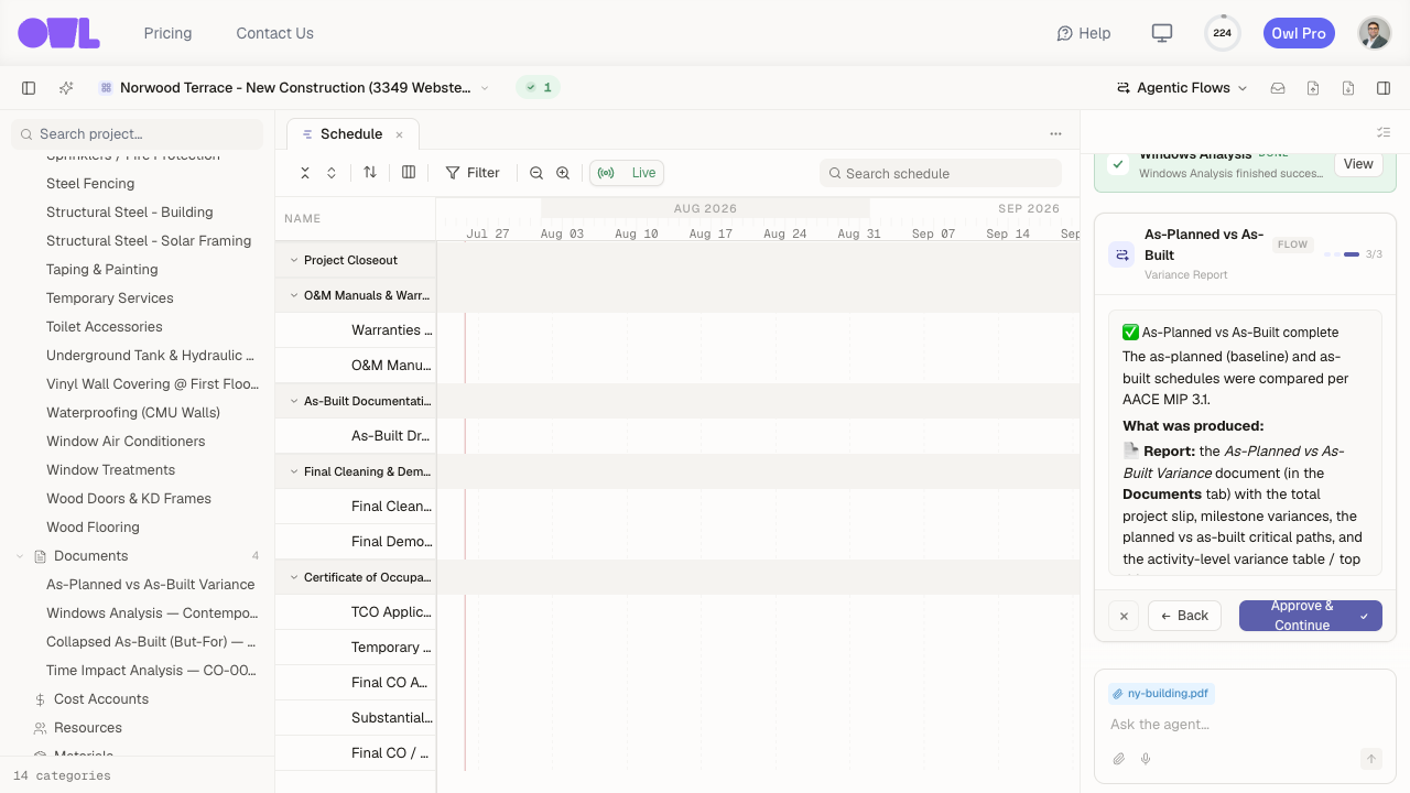 A completed As-Planned vs As-Built variance report.