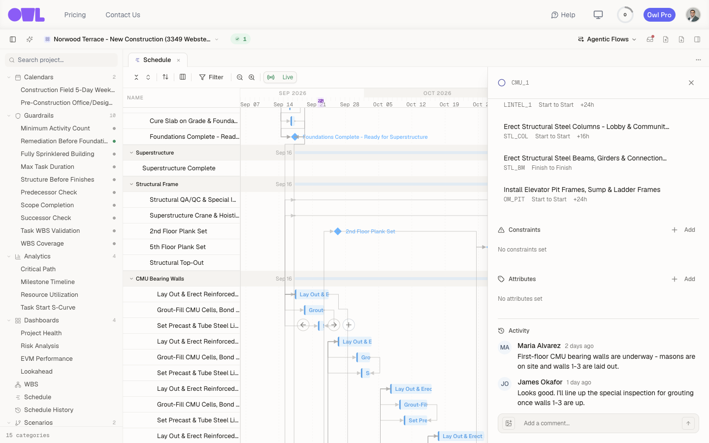 "The bottom of a task's detail page: an Activity feed with two teammate comments, and an Add a comment box beneath it."